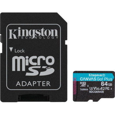 Kingston 64 GB microSDXC Canvas Go! Plus UHS-I U3 V30 A2 Class 10 + SD-adapter (SDCG4/64GB)