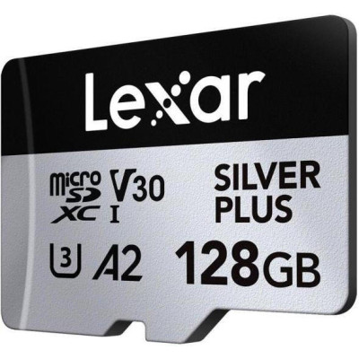 Lexar 128 GB microSDXC Professional Silver Plus UHS-I U3 V30 A2 Class 10 (LMSSIPL128G-BNANG)