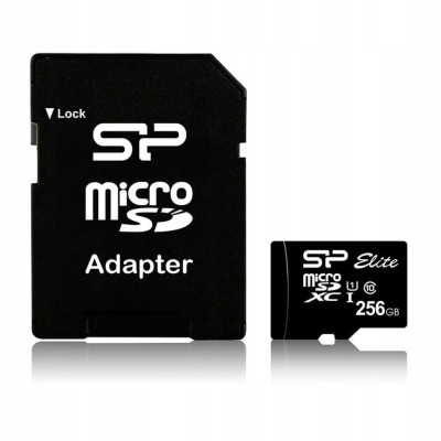 Silicon Power 256 GB microSDXC UHS-I Elite + SD adapter SP256GBSTXBU1V10SP