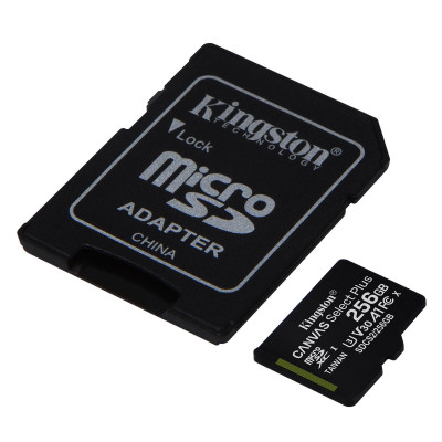 Kingston 256 GB microSDXC Class 10 UHS-I U3 Canvas Select Plus + SD Adapter SDCS2/256GB