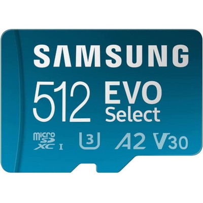 Samsung 512 GB microSDXC UHS-I U3 V30 A2 EVO Select + SD Adapter MB-ME512KA