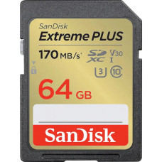 Sandisk Extreme PLUS 64GB SDXC Memory Card + 2 years Rescue (SDSDXW2-064G-GNCIN)