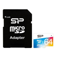 Silicon Power 64 GB microSDXC Class 10 UHS-I Elite Color + SD adapter SP064GBSTXBU1V21SP