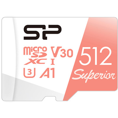 Silicon Power 512 GB microSDXC UHS-I (U3) V30 A1 V30 Superior + SD adapter SP512GBSTXDV3V20SP