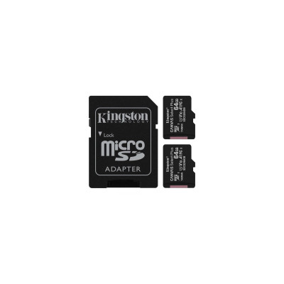 Kingston 64 GB microSDXC Class 10 UHS-I Canvas Select Plus Two Pack + SD Adapter SDCS2/64GB-2P1A