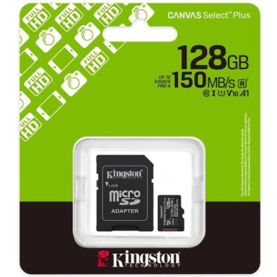 Kingston 128 GB microSDXC Canvas Select Plus Gen3 + SD-Adapter SDCS3/128GB