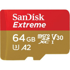 SanDisk 64 GB microSDXC UHS-I U3 V30 A2 Extreme (SDSQXAH-064G-GN6GN)