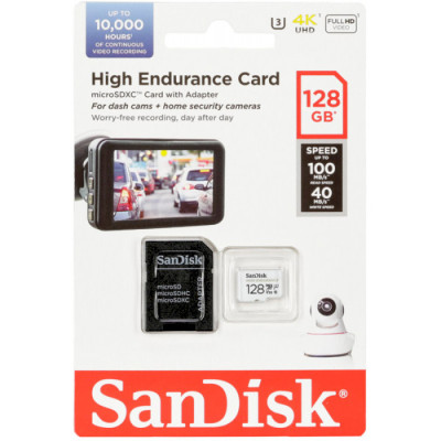 SanDisk 128 GB microSDXC High Endurance UHS-I U3 V30 + SD adapter SDSQQNR-128G-GN6IA