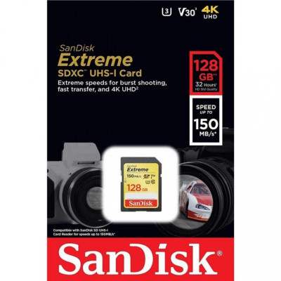 SanDisk 128 GB SDXC UHS-I U3 Extreme SDSDXV5-128G-GNCIN