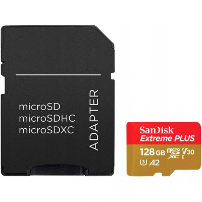 SANDISK Extreme Plus 128GB MicroSDXC 90 MB/s SDSQXBD-128G-GN6MA