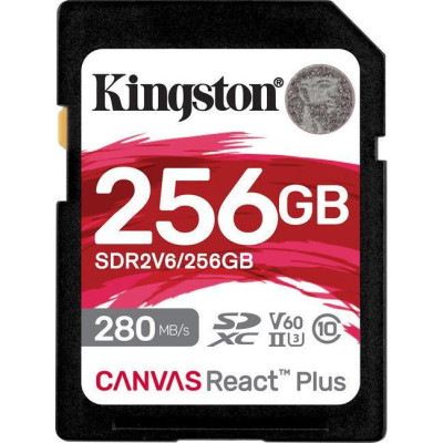 Kingston 256 GB SDXC Canvas React Plus UHS-II U3 V60 Class 10 (SDR2V6/256GB)