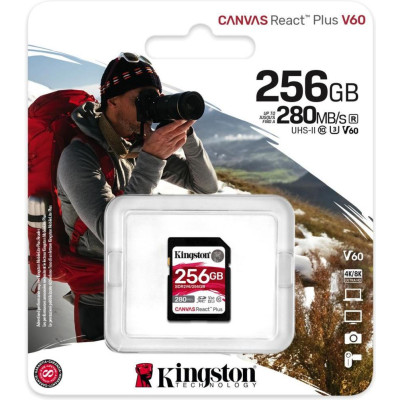 Kingston 256 GB SDXC Canvas React Plus UHS-II U3 V60 Class 10 (SDR2V6/256GB)