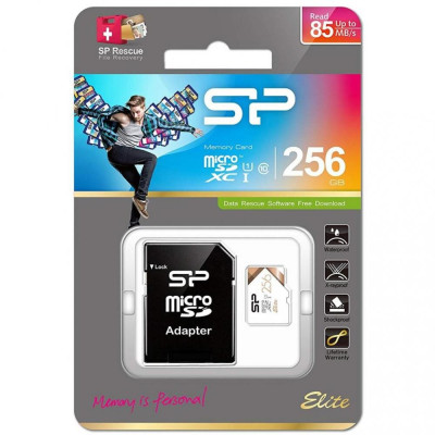 Silicon Power 256 GB microSDXC UHS-I Elite COLOR + SD adapter SP256GBSTXBU1V21SP