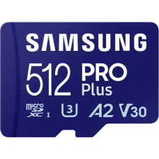 Samsung 512 GB microSDXC UHS-I U3 V30 A2 PRO Plus 2023 + Reader (MB-MD512SB)