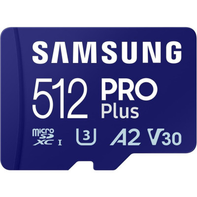 Samsung 512 GB microSDXC UHS-I U3 V30 A2 PRO Plus 2023 + Reader (MB-MD512SB)