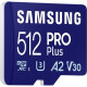 Samsung 512 GB microSDXC UHS-I U3 V30 A2 PRO Plus 2023 + Reader (MB-MD512SB)