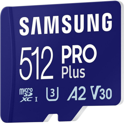 Samsung 512 GB microSDXC UHS-I U3 V30 A2 PRO Plus 2023 + Reader (MB-MD512SB)