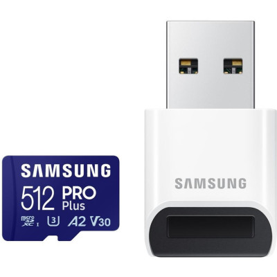Samsung 512 GB microSDXC UHS-I U3 V30 A2 PRO Plus 2023 + Reader (MB-MD512SB)
