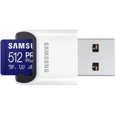 Samsung 512 GB microSDXC UHS-I U3 V30 A2 PRO Plus 2023 + Reader (MB-MD512SB)