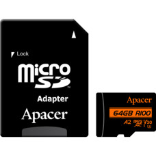 Apacer 64 GB microSDXC UHS-I U3 V30 A2 + SD-adapter (AP64GMCSX10U8-R)