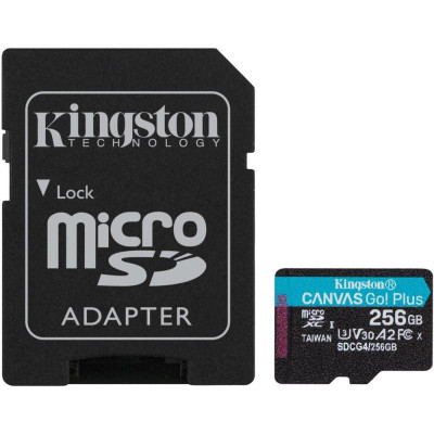 Kingston 256 GB microSDXC Canvas Go! Plus UHS-I U3 V30 A2 Class 10 + Adapter (SDCG4/256GB)