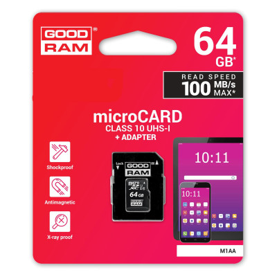 GOODRAM 64 GB microSDXC class 10 UHS-I + SD Adapter M1AA-0640R12