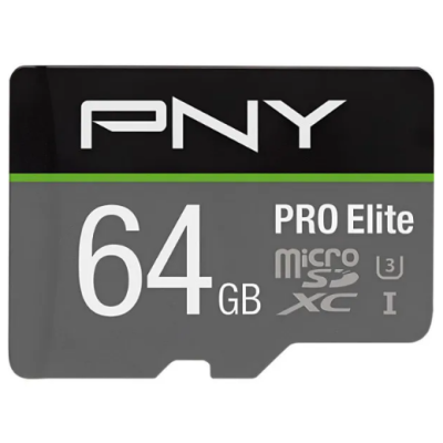 PNY 64 GB microSDXC class 10 UHS-I U3 PRO Elite + SD Adapter P-SDU64GV31100PRO-GE