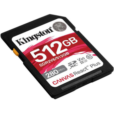 Kingston 512 GB SDXC Canvas React Plus UHS-II U3 V60 Class 10 (SDR2V6/512GB)