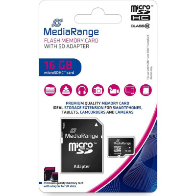 MediaRange 16 GB microSDHC class 10 + SD adapter MR958