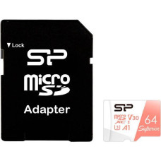 Silicon Power 64 GB microSDXC U3 A1 V30 Superior 100R/80W + SD Adapter (SP064GBSTXDV3V20SP)