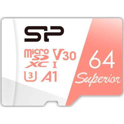 Silicon Power 64 GB microSDXC U3 A1 V30 Superior 100R/80W + SD Adapter (SP064GBSTXDV3V20SP)