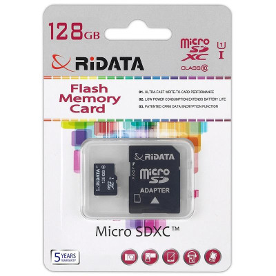 RiData 128 GB microSDXC class 10 UHS-I + SD Adapter FF967403
