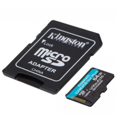 Kingston 64 GB microSDXC class 10 UHS-I U3 Canvas Go! Plus + SD Adapter SDCG3/64GB