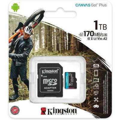 Kingston 1 TB microSDXC Canvas Go! Plus UHS-I U3 V30 A2 Class 10 + SD-adapter (SDCG3/1TB)