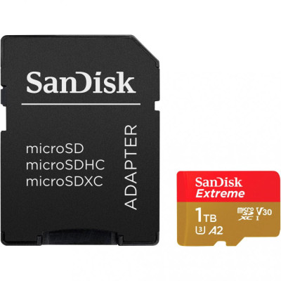 SanDisk 1TB microSDXC UHS-I U3 V30 A2 Extreme + SD Adapter (SDSQXAV-1T00-GN6MA)