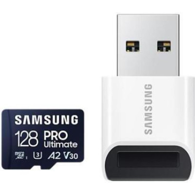 Samsung 128 GB Pro Ultimate microSDXC Class 10 UHS-I U3 A2 + Reader (MB-MY128SB/WW)
