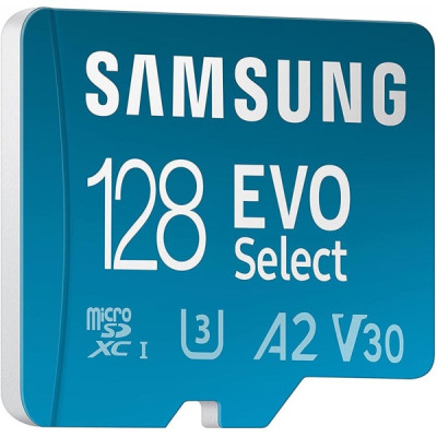 Samsung 128 GB microSDXC UHS-I U3 V30 A2 EVO Select + SD Adapter MB-ME128KA