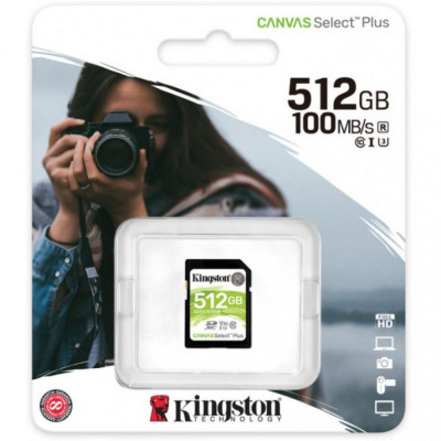 Kingston 512 GB SDXC Class 10 UHS-I U3 Canvas Select Plus SDS2/512GB