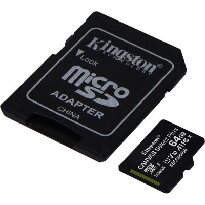 Kingston 64 GB microSDXC Class 10 UHS-I Canvas Select Plus + SD Adapter SDCS2/64GB