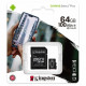 Kingston 64 GB microSDXC Class 10 UHS-I Canvas Select Plus + SD Adapter SDCS2/64GB