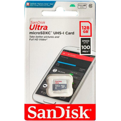 SanDisk 128 GB microSDXC Ultra UHS-I U1 V30 A2 (SDSQUNR-128G-GN3MN)