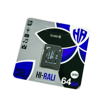 Hi-Rali 64 GB microSDXC class 10 UHS-I + SD Adapter HI-64GBSDCL10-01