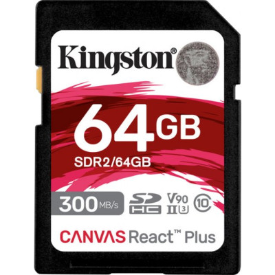 Kingston 64 GB SDXC Class 10 UHS-II U3 Canvas React Plus SDR2/64GB