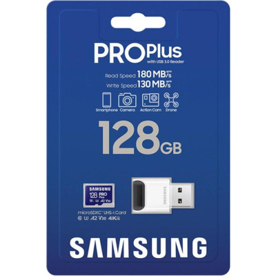 Samsung 128 GB UHS-I U3 V30 A2 Class 10 PRO Plus (MB-MD128SB/WW)