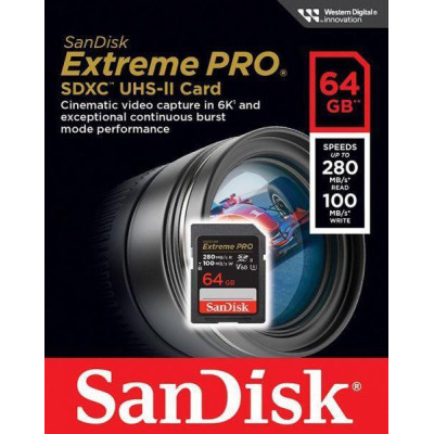 SanDisk 64 GB SDXC Class 10 UHS-II U3 V60 Extreme Pro (SDSDXEP-064G-GN4IN)
