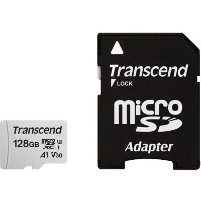 Transcend 128 GB microSDXC UHS-I U3 300S + SD Adapter TS128GUSD300S-A
