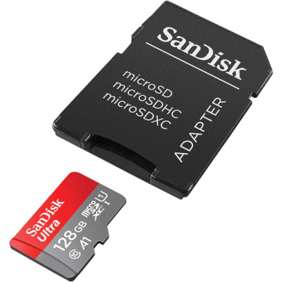 SanDisk 128 GB microSDXC UHS-I Ultra A1 + SD adapter (SDSQUAB-128G-GN6MN)