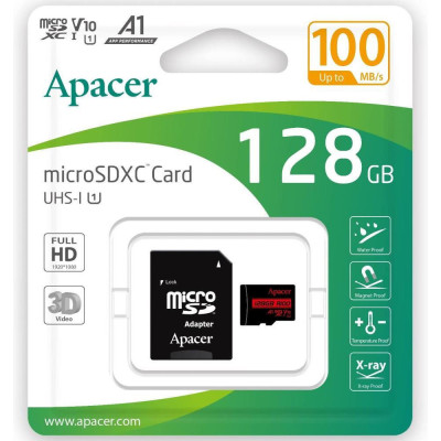 Apacer 128GB MicroSDHC UHS-I Class 10 + SD adapter (AP128GMCSX10UB-R)