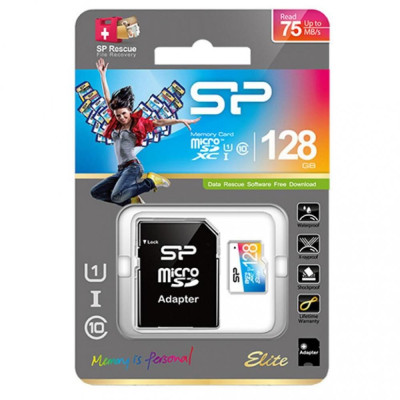 Silicon Power 128 GB microSDXC UHS-I Elite + SD adapter SP128GBSTXBU1V10-SP