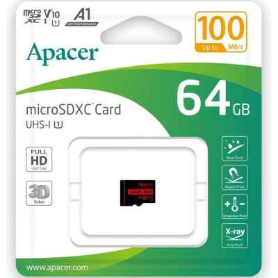 Apacer 64 GB MicroSDHC UHS-I Class 10 (AP64GMCSX10UB-RA)